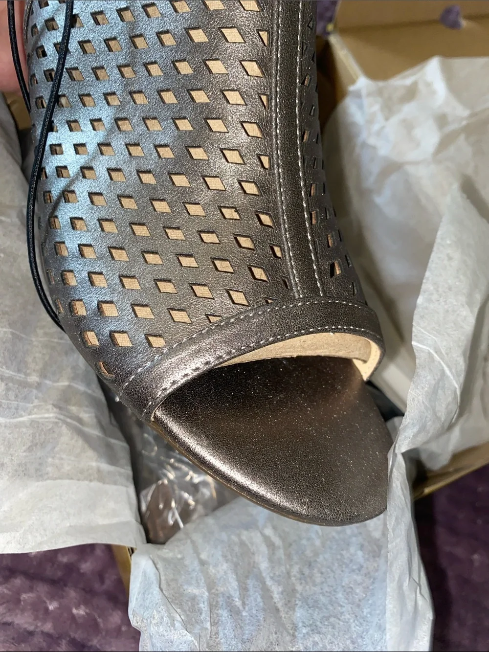 Liz Claiborne Metallic Taupe Wedge Slingback Sandal